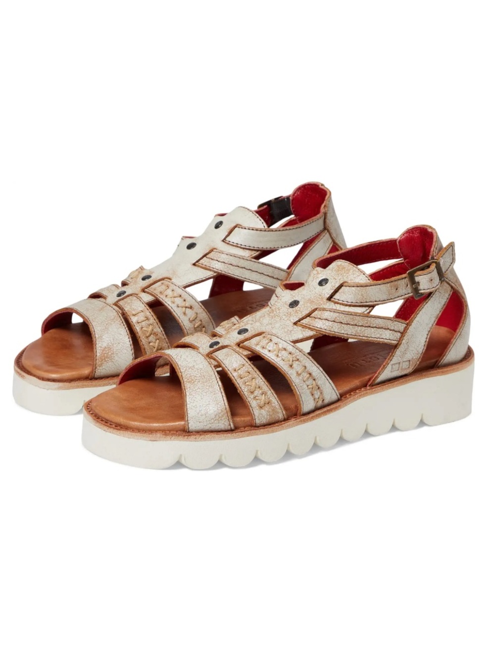 Bed Stu Wonder Metallic Ivory Strappy Comfort Sandals sz 8.5